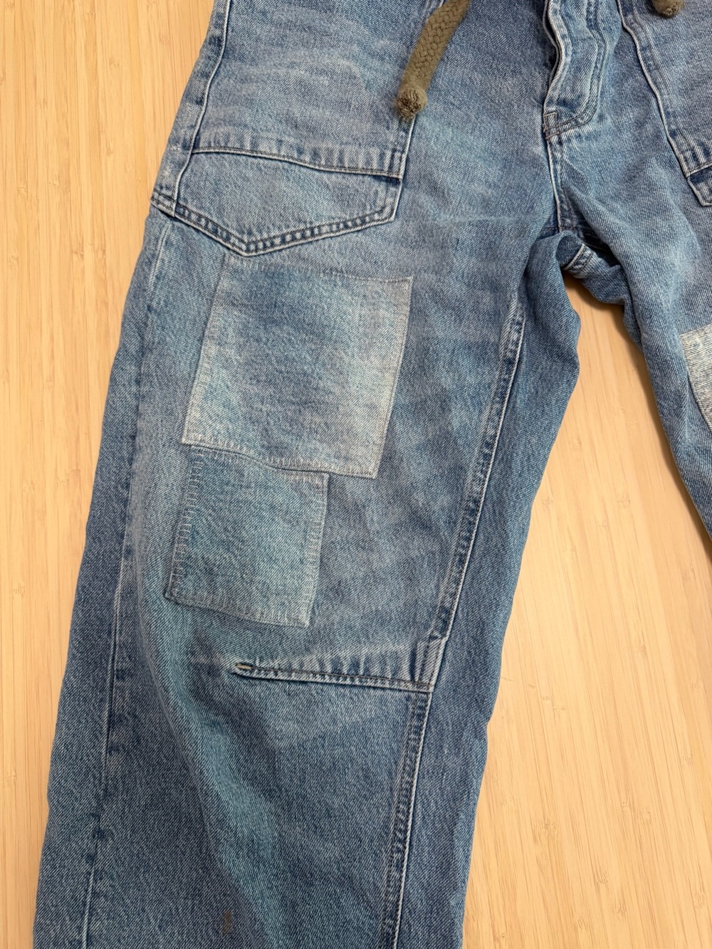 Free People Moxie Blue Patchwork Barrel Jeans - Picture 2 of 7